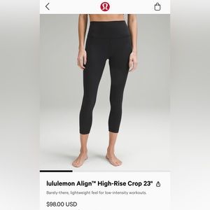 Lululemon Align leggings 23” crop